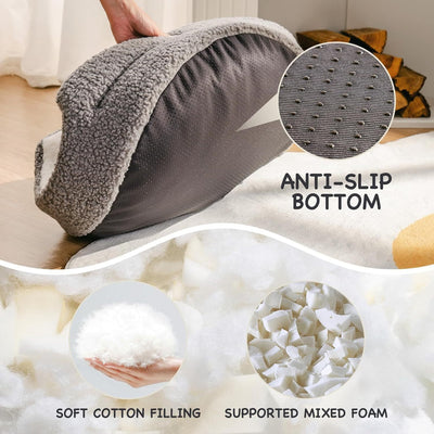 Plush Round Bed For Puppies & Indoor Kittens, Grey