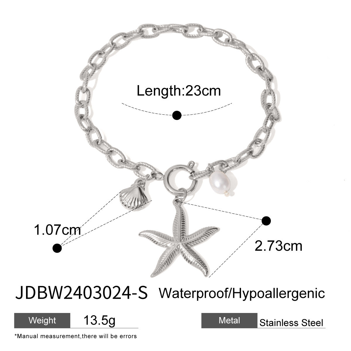 Stainless Steel Starfish Shell Conch Bracelet For Women Fashion