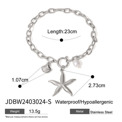 Stainless Steel Starfish Shell Conch Bracelet For Women Fashion