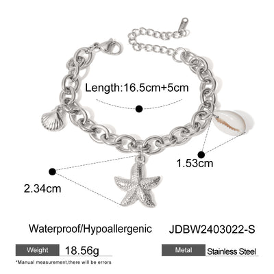 Stainless Steel Starfish Shell Conch Bracelet For Women Fashion