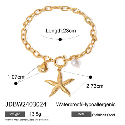 Stainless Steel Starfish Shell Conch Bracelet For Women Fashion