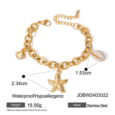 Stainless Steel Starfish Shell Conch Bracelet For Women Fashion